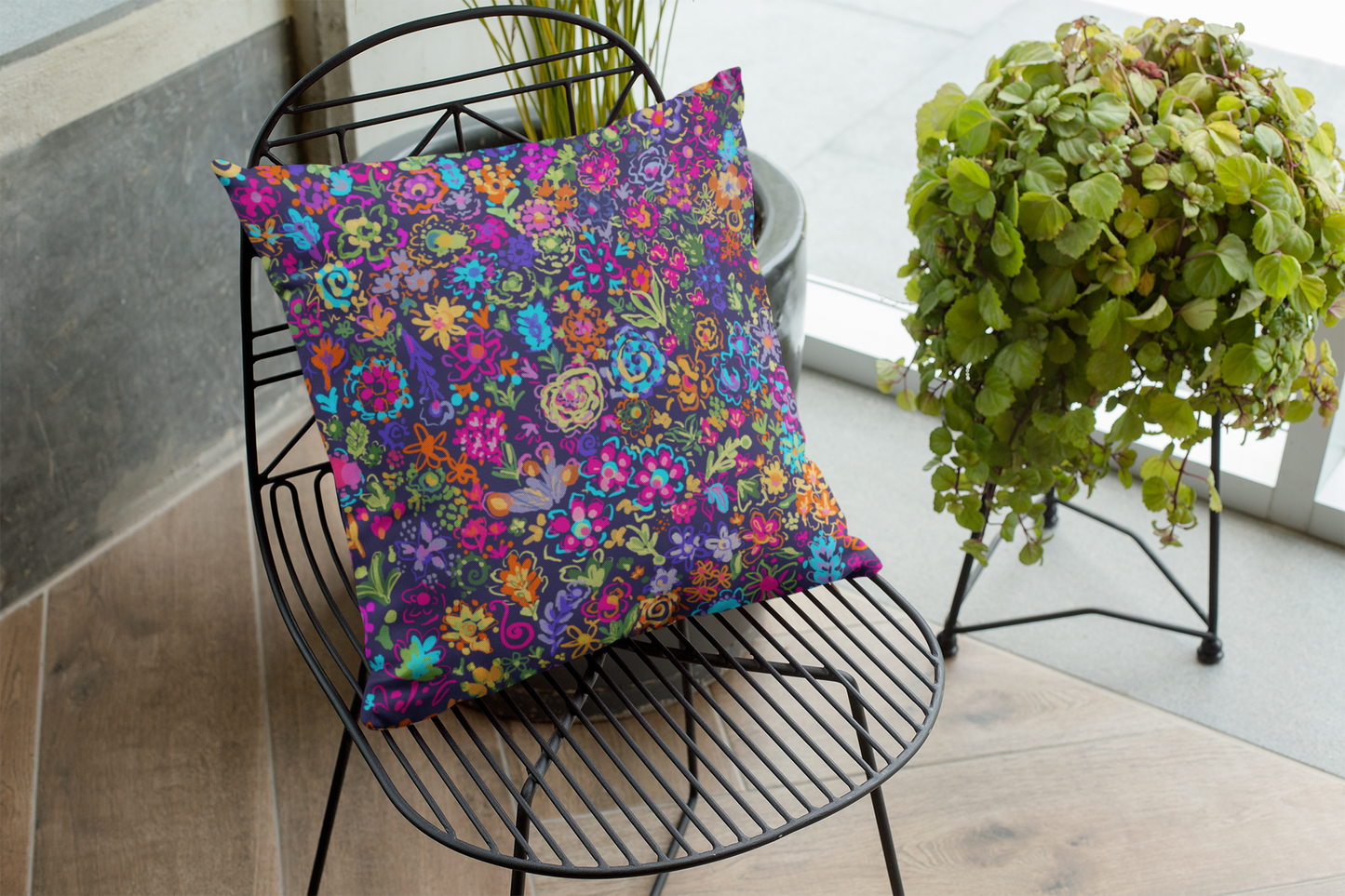Colorful Wildflower Floral Pillowcase Boho Design featuring artwork by Ally Hunt
