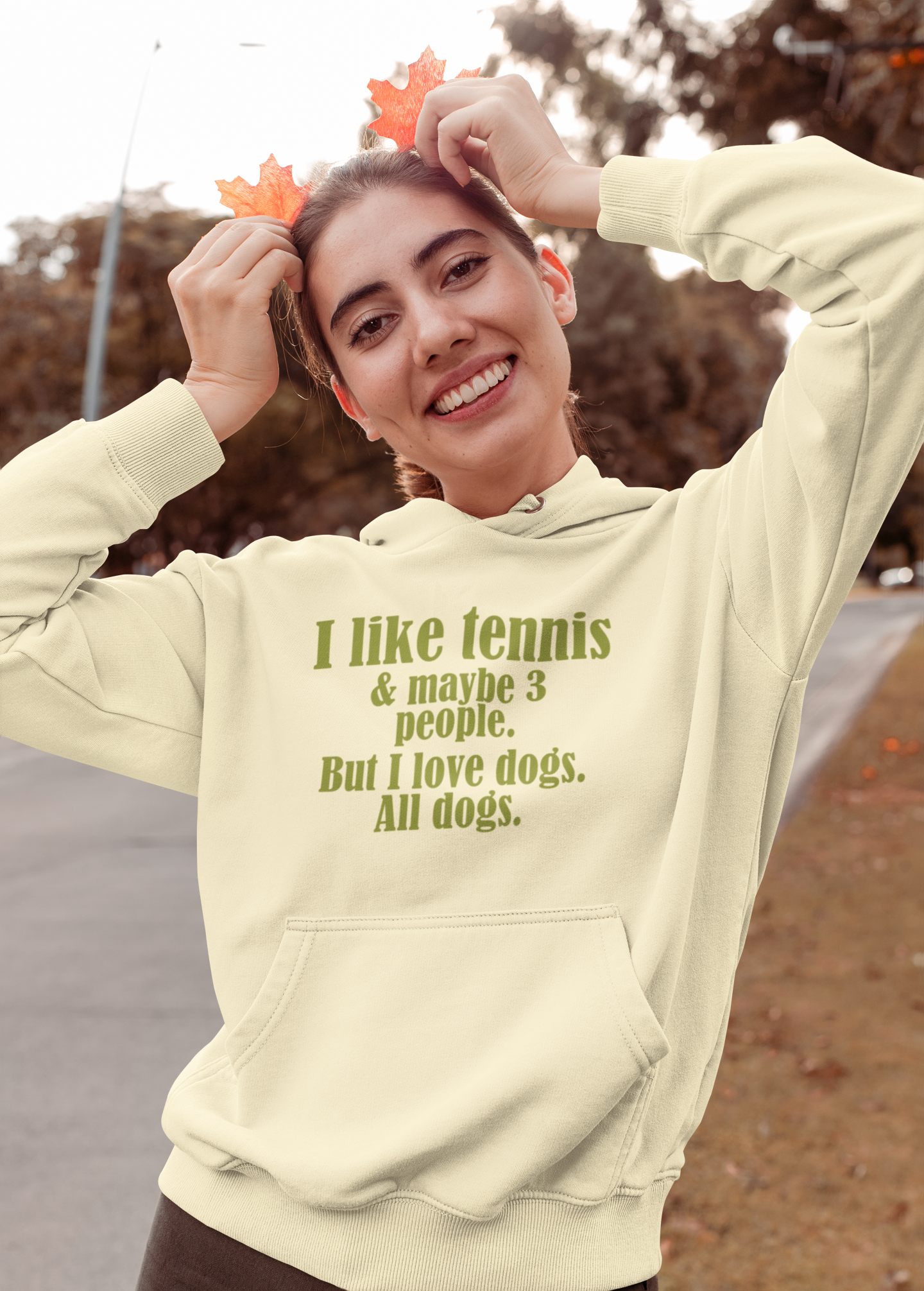 "I like tennis and maybe three people, but I love all dogs." Pickleball Lover's Hoodie | Sports Sweatshirt, Funny Pickleball Gift, Activewear, Unisex Apparel, Fun Sportswear