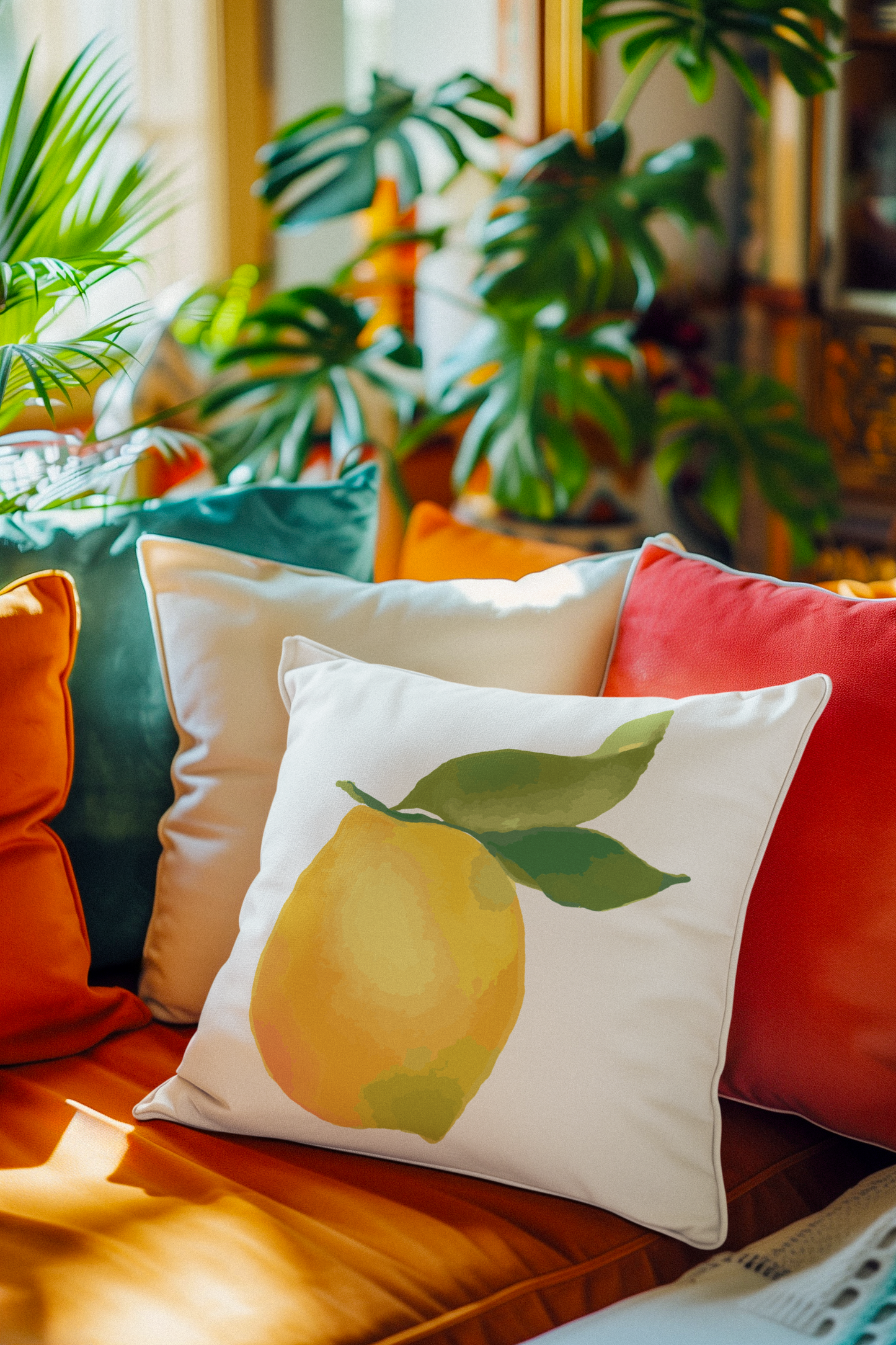 Lemon Print Pillowcase, Citrus Decor, Summer Home, Throw Pillow Cover, Gift for Fruit Lovers, Cozy Living Room Accent