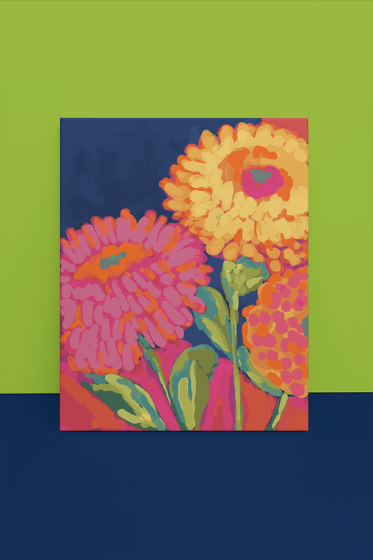 "Belles Fleurs" Colorful Floral Canvas Art Print, Vibrant Wall Decor, Flower Artwork, Home Decor, Gift for Garden Lovers, Bright Room Accent