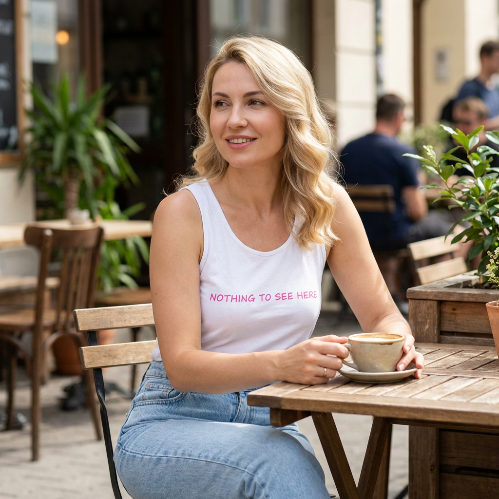 Nothing To See Here Tank Top — Minimalist Slogan Tank