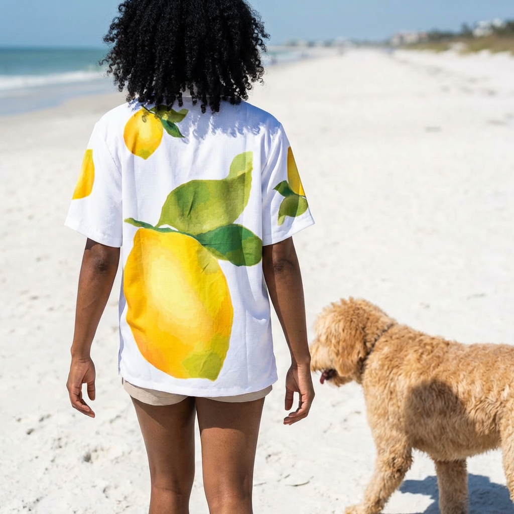 Sunny Lemon Hawaiian Camp Shirt — Tropical Button-Down for Summer Vacation