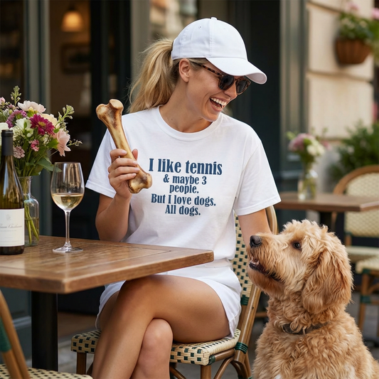 Tennis Lover Unisex T-shirt - I Like Tennis & All Dogs Design