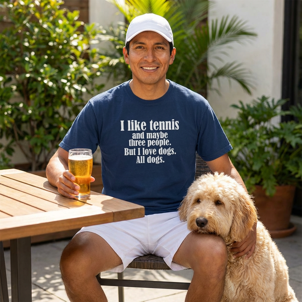 Tennis Lover Unisex T-shirt - I Like Tennis & All Dogs Design