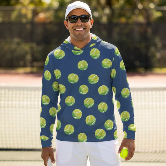 Tennis Ball Pattern Hoodie — Unisex Athletic Warmup Hoodie, SPF 50