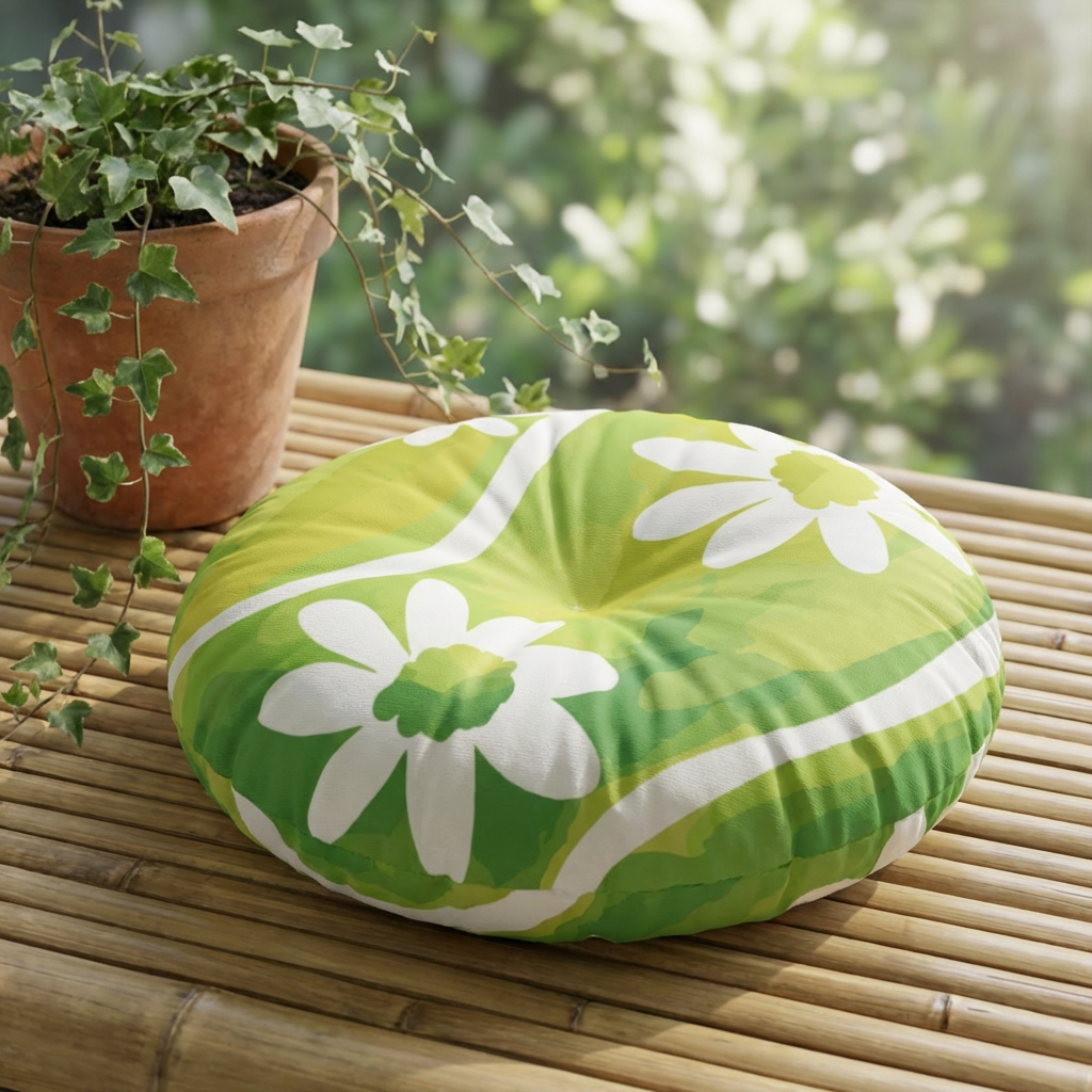 Charming Tennis Ball Floral Tufted Floor Pillow, Cozy Home Décor, Relaxation Accent, Gift for Tennis Lovers, Springtime Vibe