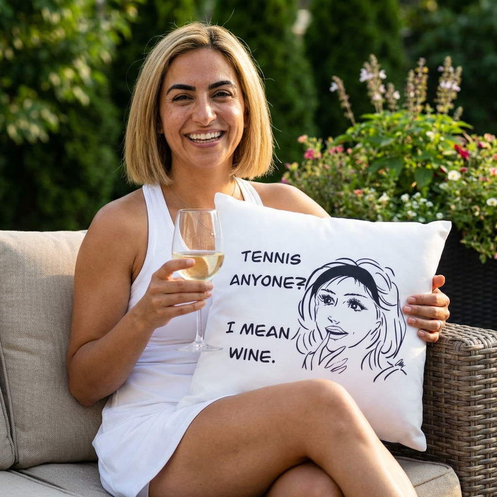 Wine Lover's Quote Pillowcase, Funny Home Decor, Gift for Friends, Tennis Themed gift by Love, Ally