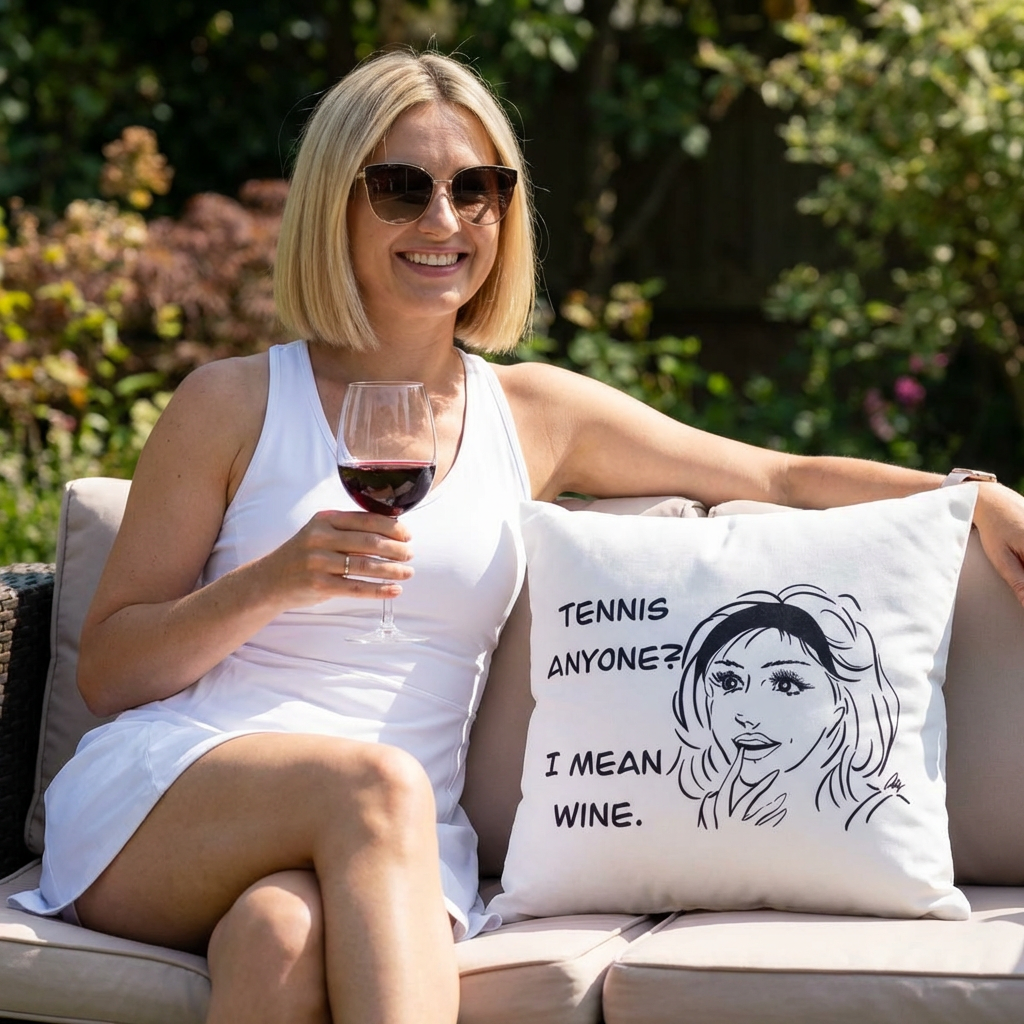 Wine Lover's Quote Pillowcase, Funny Home Decor, Gift for Friends, Tennis Themed gift by Love, Ally