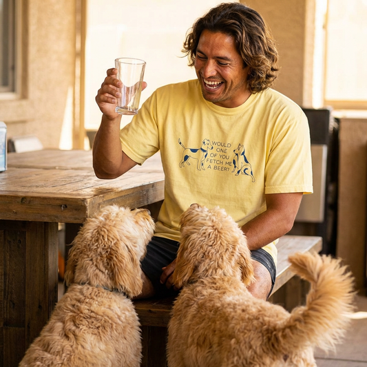 Dog Lovers T‑Shirt — “Would One of You Fetch Me a Beer?” Graphic Tee