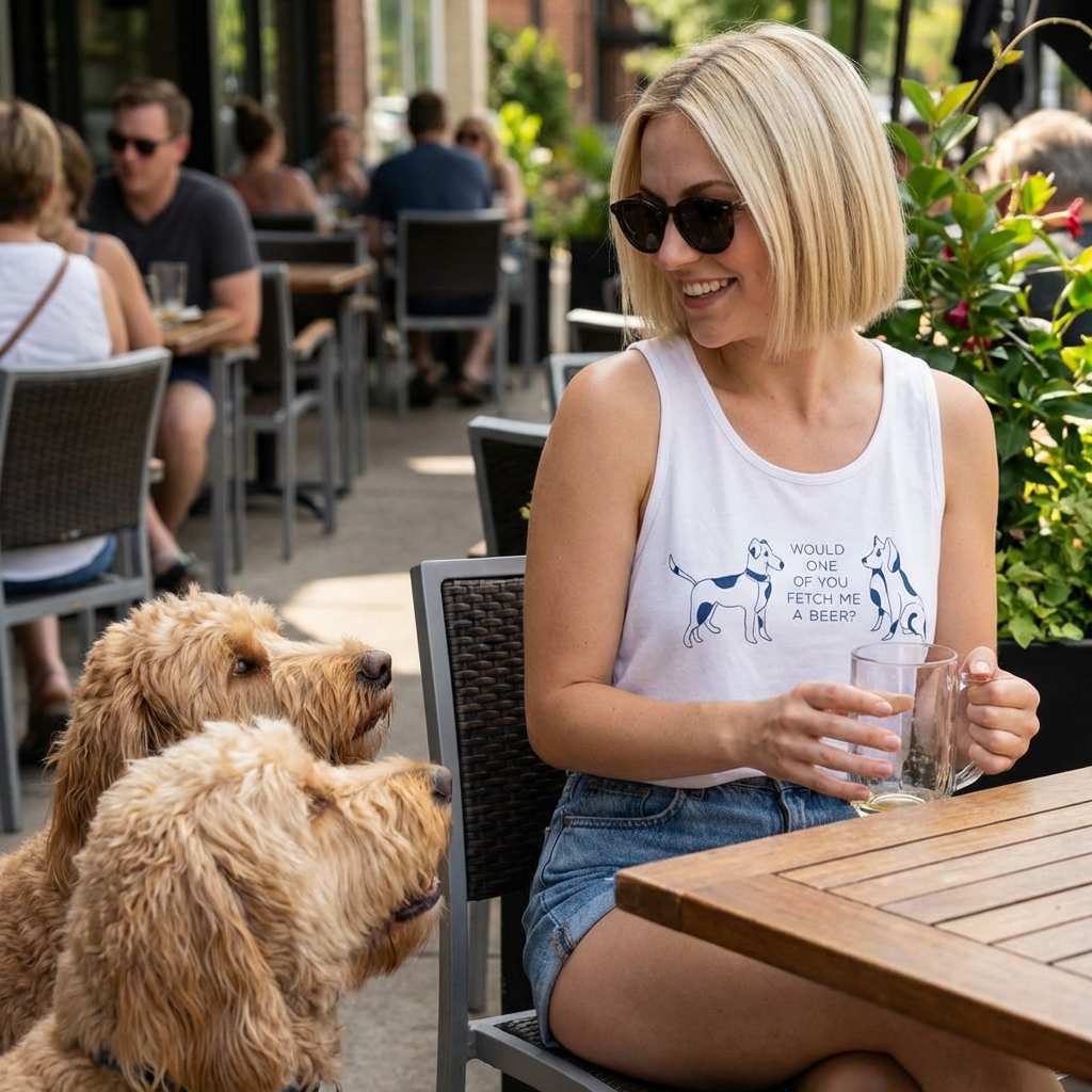 FETCH ME A BEER!  Playful Dog-Themed Tank Top, Funny Pet Lover Apparel, Gift for Dog Owners, Summer Casual Wear, Cute Animal Graphic Tee