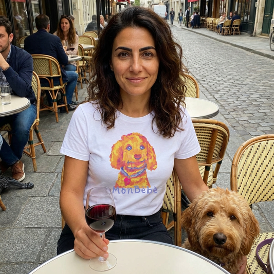 Cute Doodle Puppy Tee — "MonBebé" Women's Cotton T-Shirt