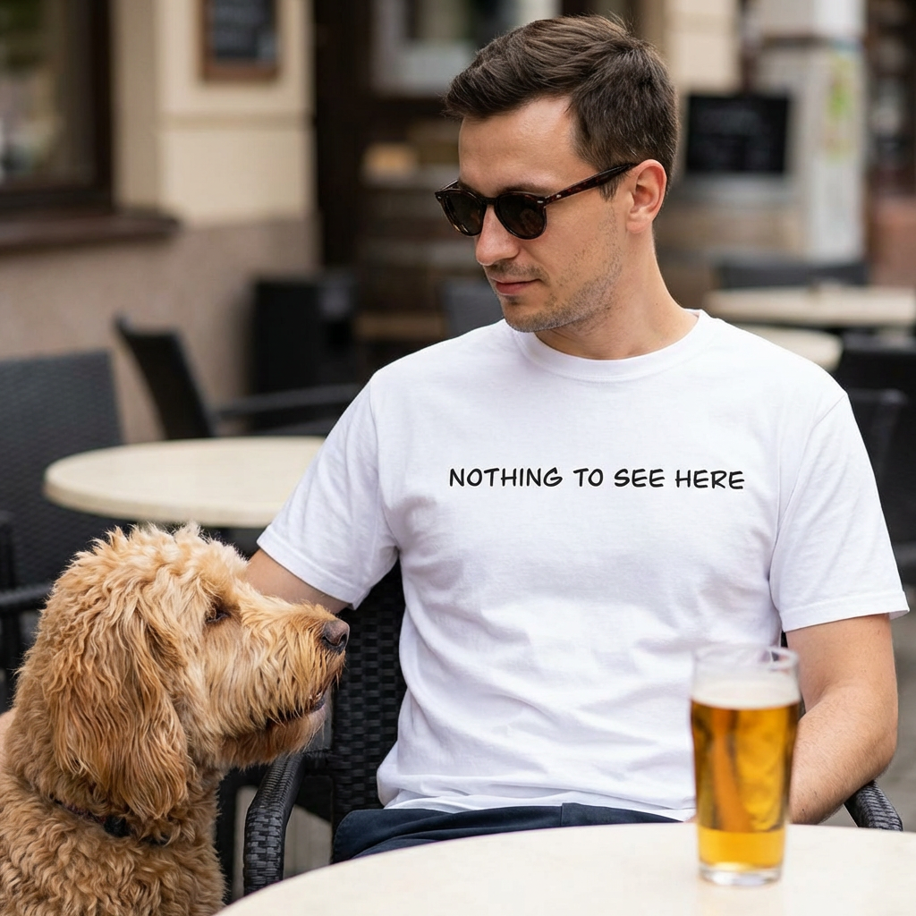 Nothing To See Here T-Shirt — Minimal Text Graphic Tee