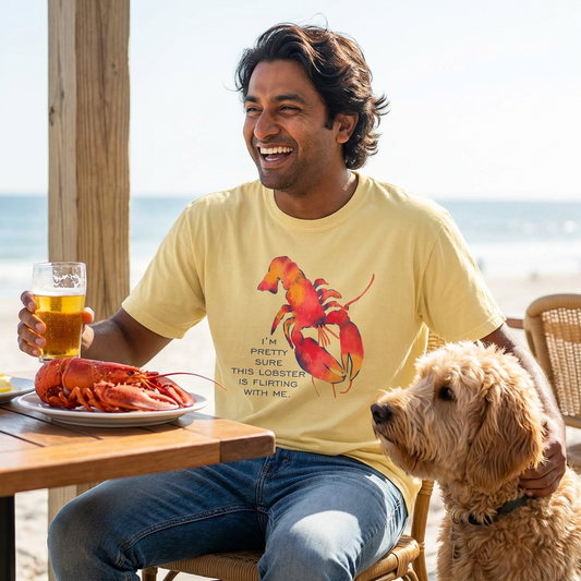 Lobster Flirting Graphic T-shirt — "This Lobster Is Flirting With Me" Beach Tee
