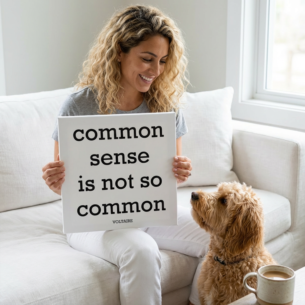 Common Sense Is Not So Common — Voltaire Quote Matte Canvas Wall Art