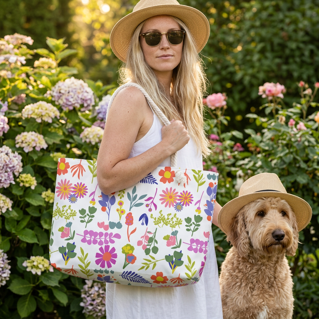 Floral Meadow Weekender Bag — Colorful Wildflower Travel Tote
