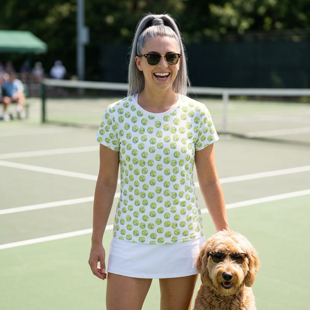 Women's All-Over Print T-Shirt — Tennis Ball Blossom Pattern