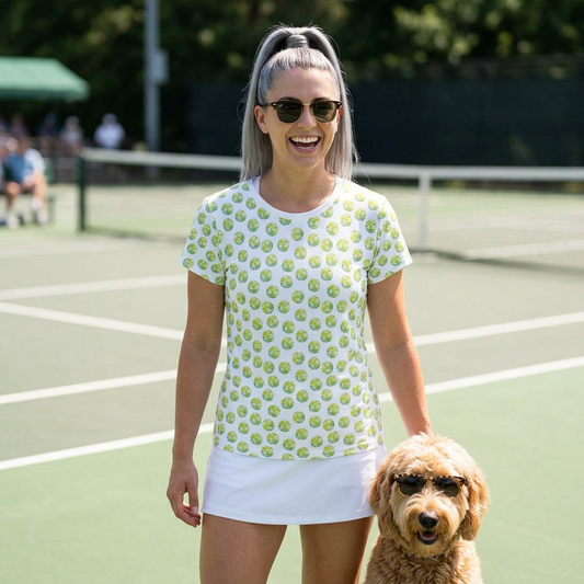 Women's All-Over Print T-Shirt — Tennis Ball Blossom Pattern