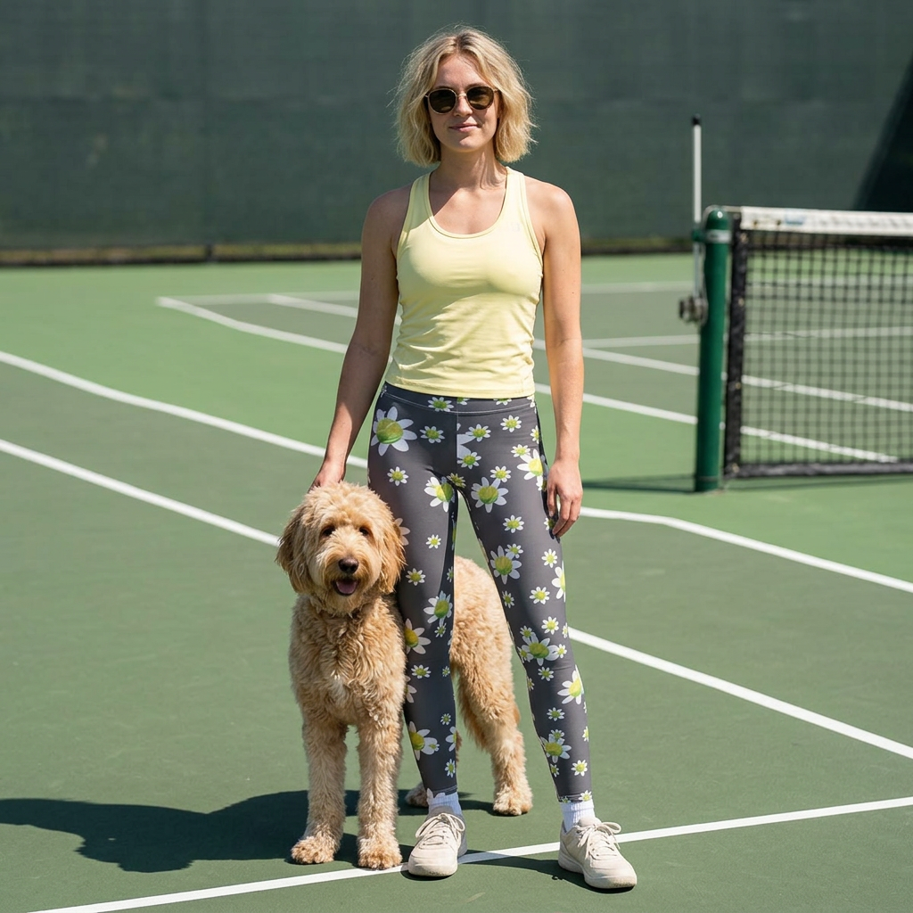 Daisy Meadow Women's Leggings — Gray Floral All-Over Print