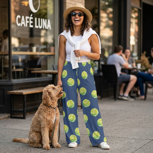 Tennis Ball Pajama Pants — Women's Lounge Wear with Playful Sports Print