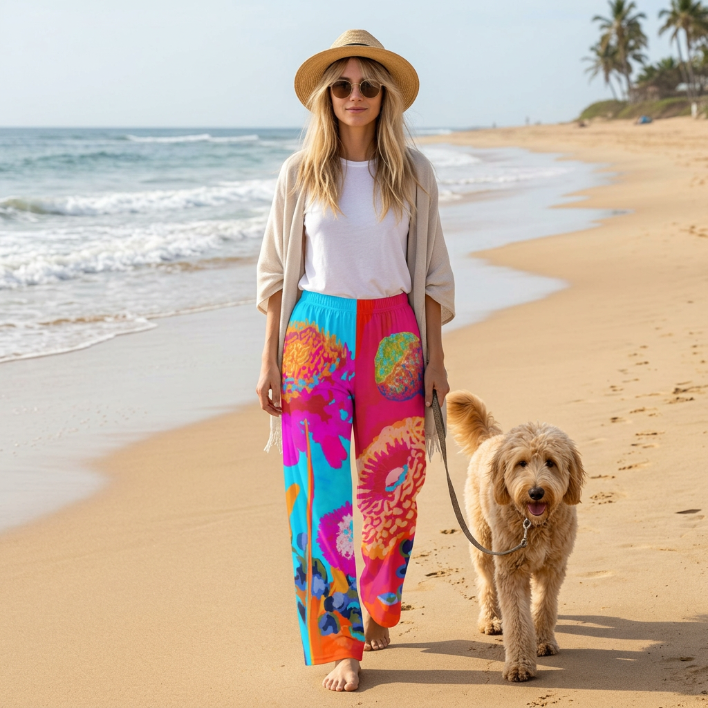 Floral Dreams Women's Pajama Pants — Bright Abstract Bloom All-Over Print