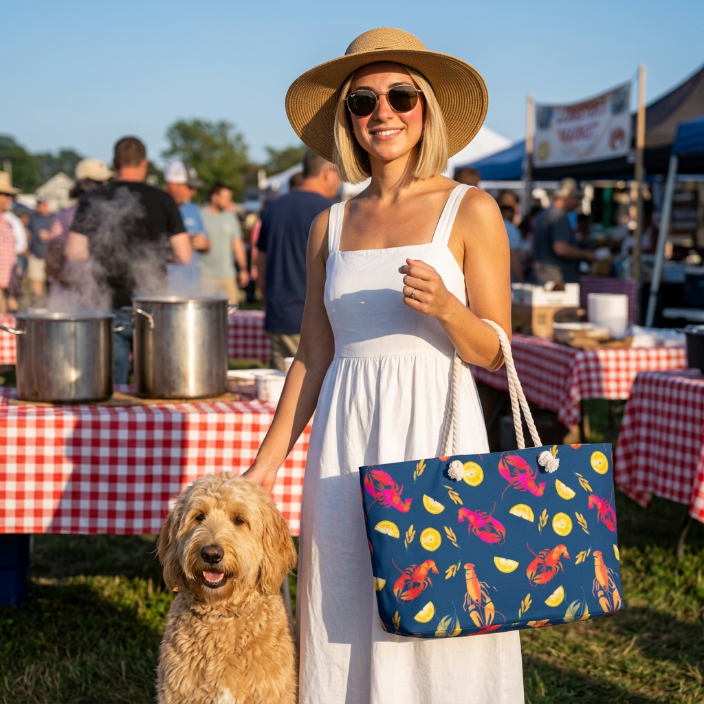 Lobster Lemonade Weekender Bag — Nautical Summer Travel Tote