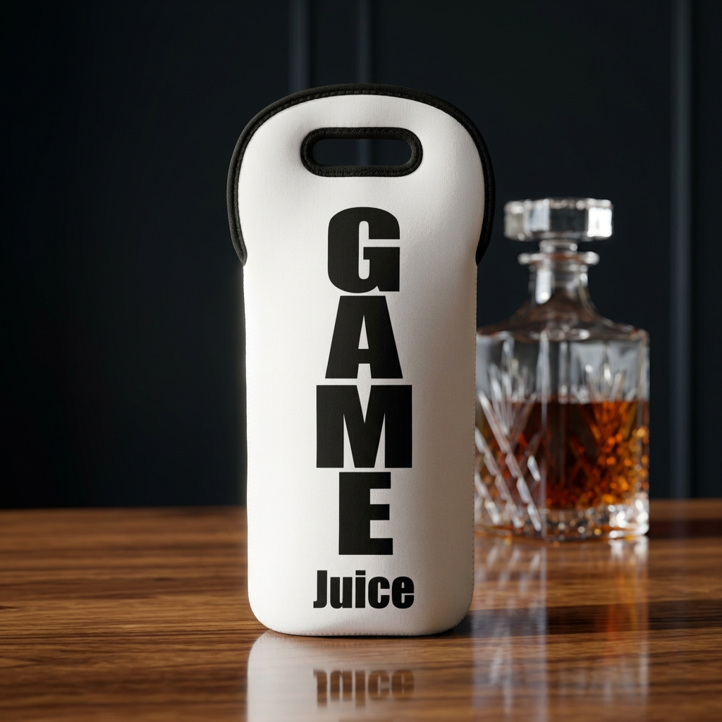 Wine Tote — "Game Juice" Vertical Print Wine Bottle Carrier