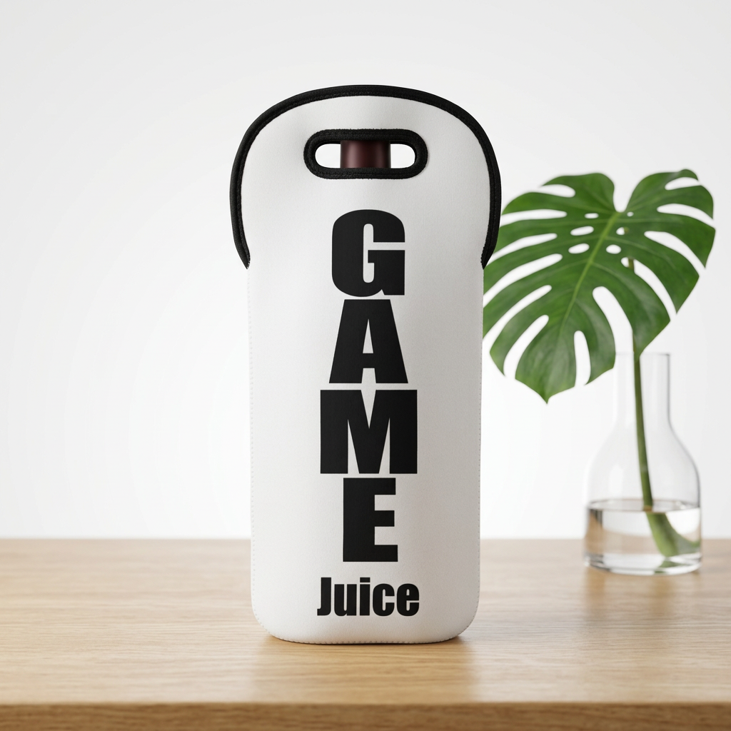 Wine Tote — "Game Juice" Vertical Print Wine Bottle Carrier