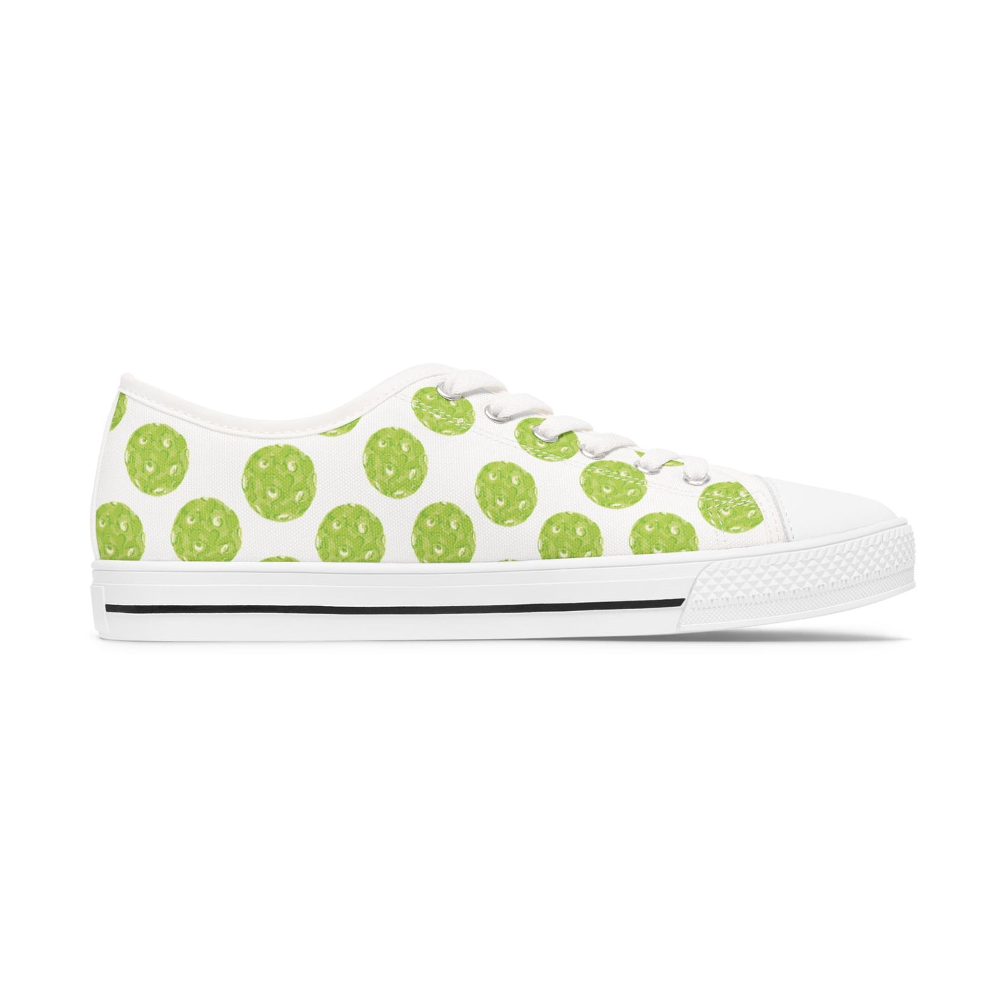 Green Pickleball Polka Dot Low Top Sneakers — Women's Casual Canvas Shoes
