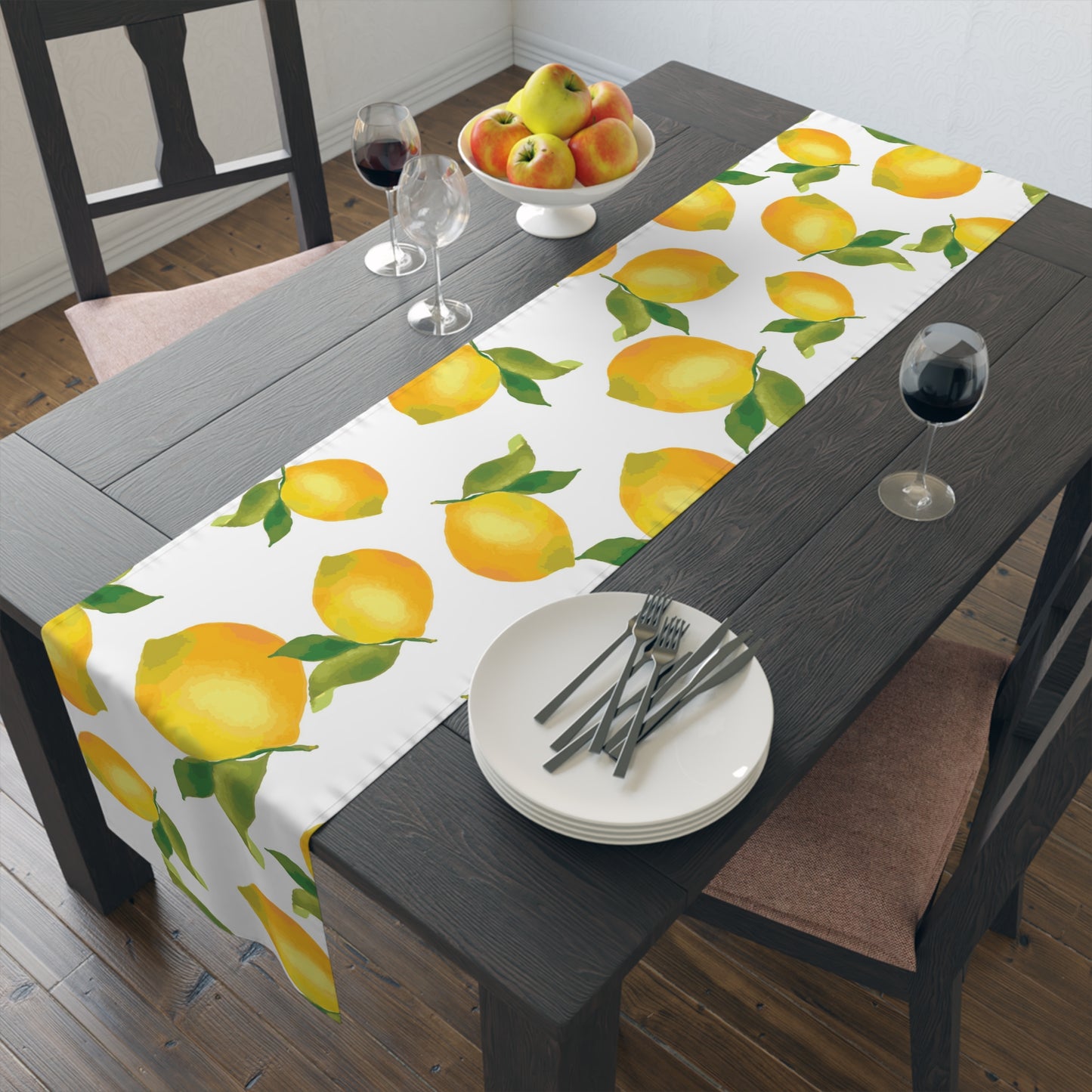 Lemon Blossom Table Runner - Farmhouse Home Decor, Dining Table Decoration, Spring Dinnerware, Fresh Kitchen Accent