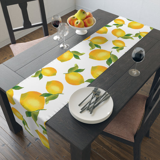 Lemon Blossom Table Runner - Farmhouse Home Decor, Dining Table Decoration, Spring Dinnerware, Fresh Kitchen Accent