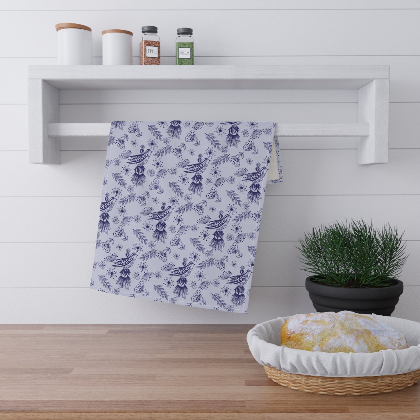 Chic Tassel Bird Floral Tea Towels | Cotton & Poly Kitchen Decor, Home Gift, Farmhouse Towels, Stylish Kitchen Linens, Floral Hostess Gift