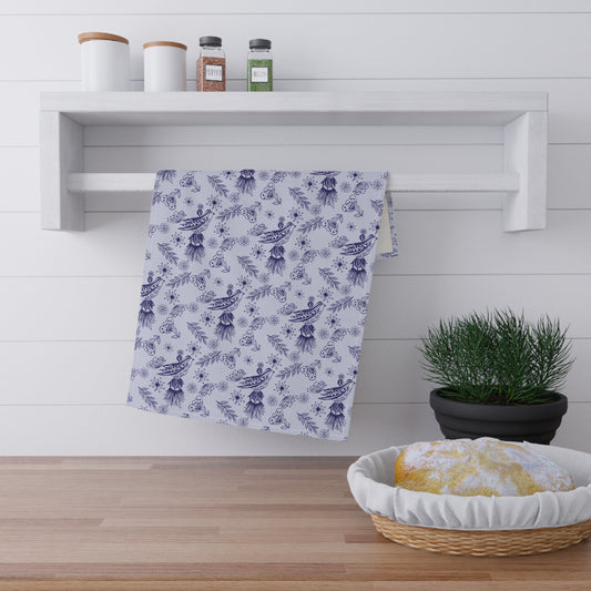 Chic Tassel Bird Floral Tea Towels | Cotton & Poly Kitchen Decor, Home Gift, Farmhouse Towels, Stylish Kitchen Linens, Floral Hostess Gift