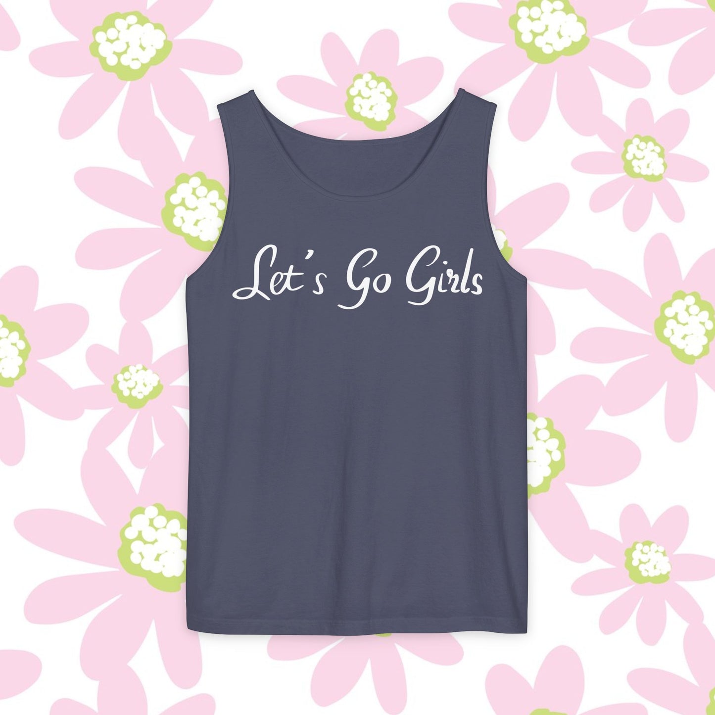 Let's Go Girls Tank Top — Feminine Pink Script Athletic Tank