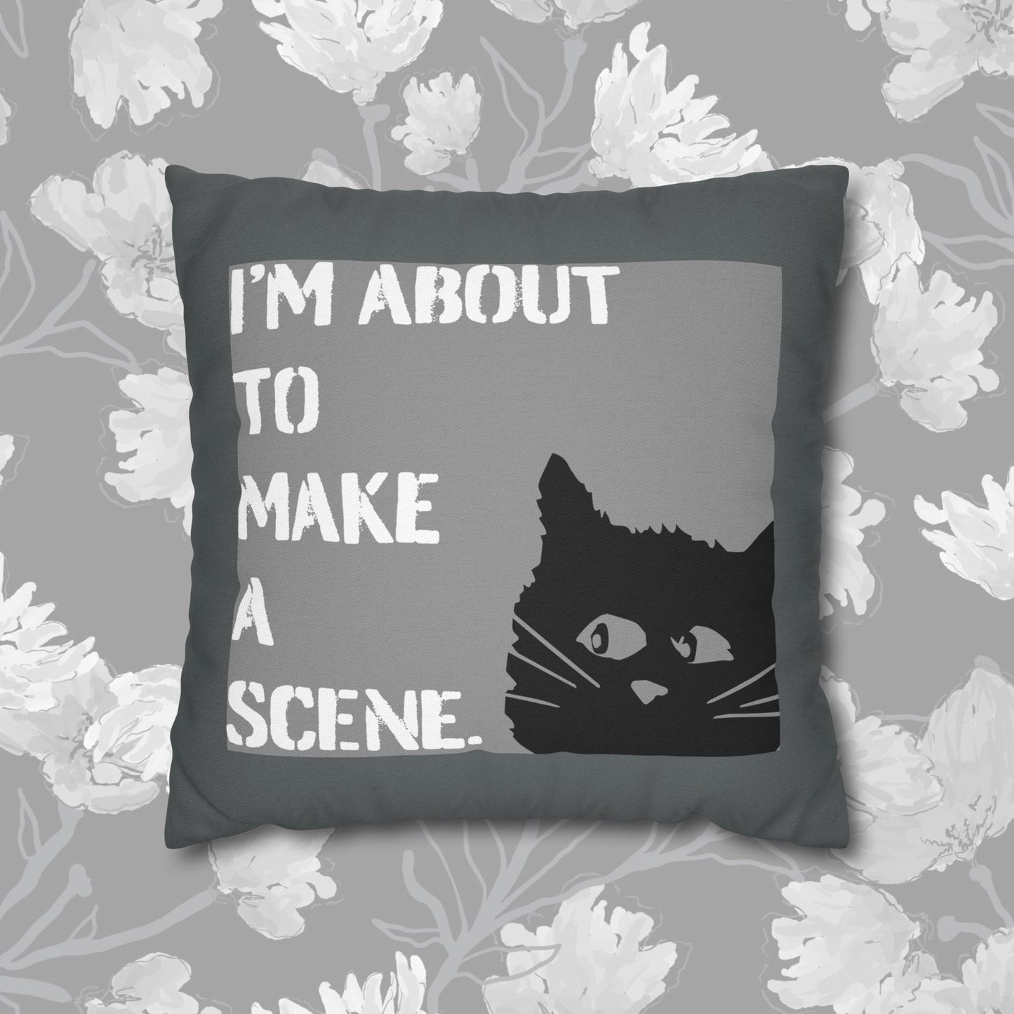 Whimsical Cat Pillowcase: "I'm about to make a scene" #FunnyHomeDecor, Cat Lovers Gift, Quirky Housewarming, Cozy Living Room Accent, Fun Bedroom Decor, Playful Gift