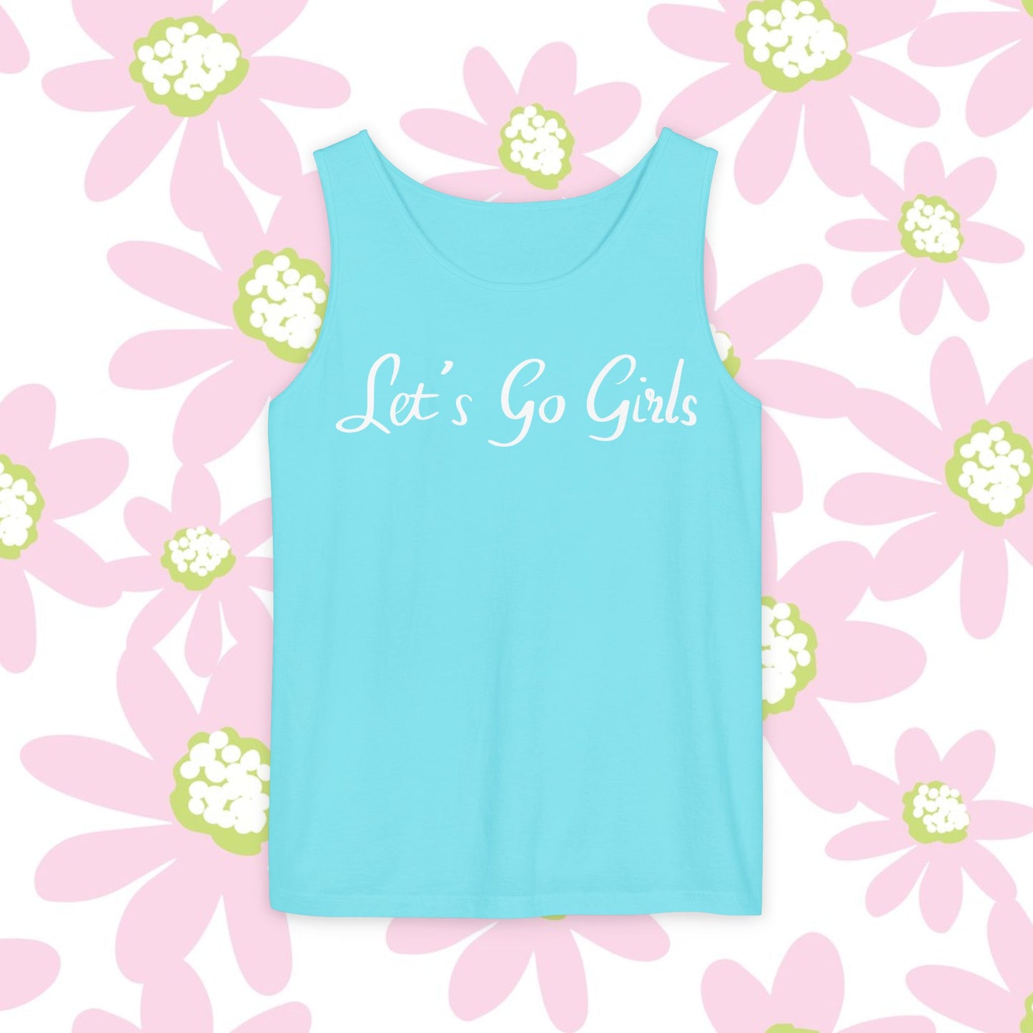 Let's Go Girls Tank Top — Feminine Pink Script Athletic Tank