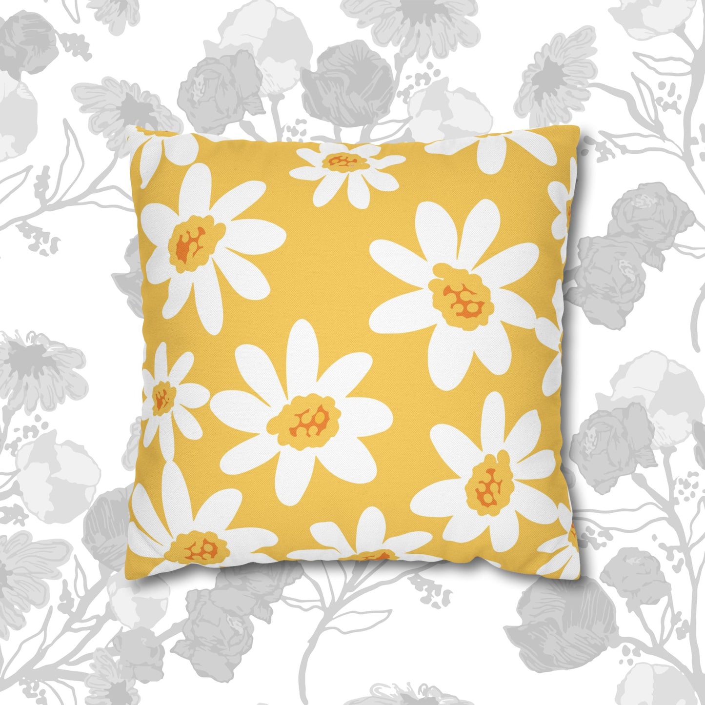 Bright Floral Pillowcase for Home Decor, Yellow Daisy Cushion Cover, Modern Living Room Accent, Gift for Flower Lovers, Spring Decor