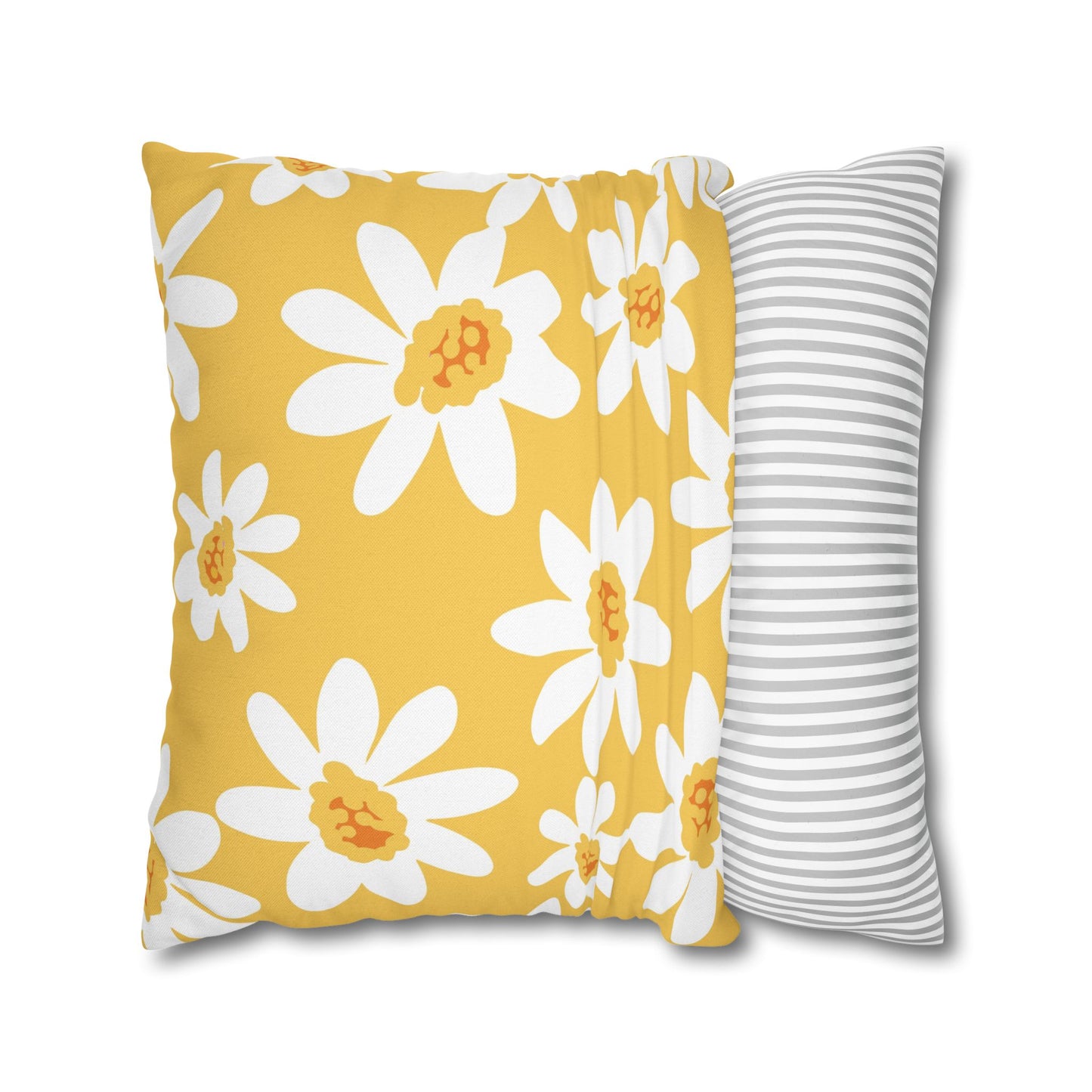 Bright Floral Pillowcase for Home Decor, Yellow Daisy Cushion Cover, Modern Living Room Accent, Gift for Flower Lovers, Spring Decor