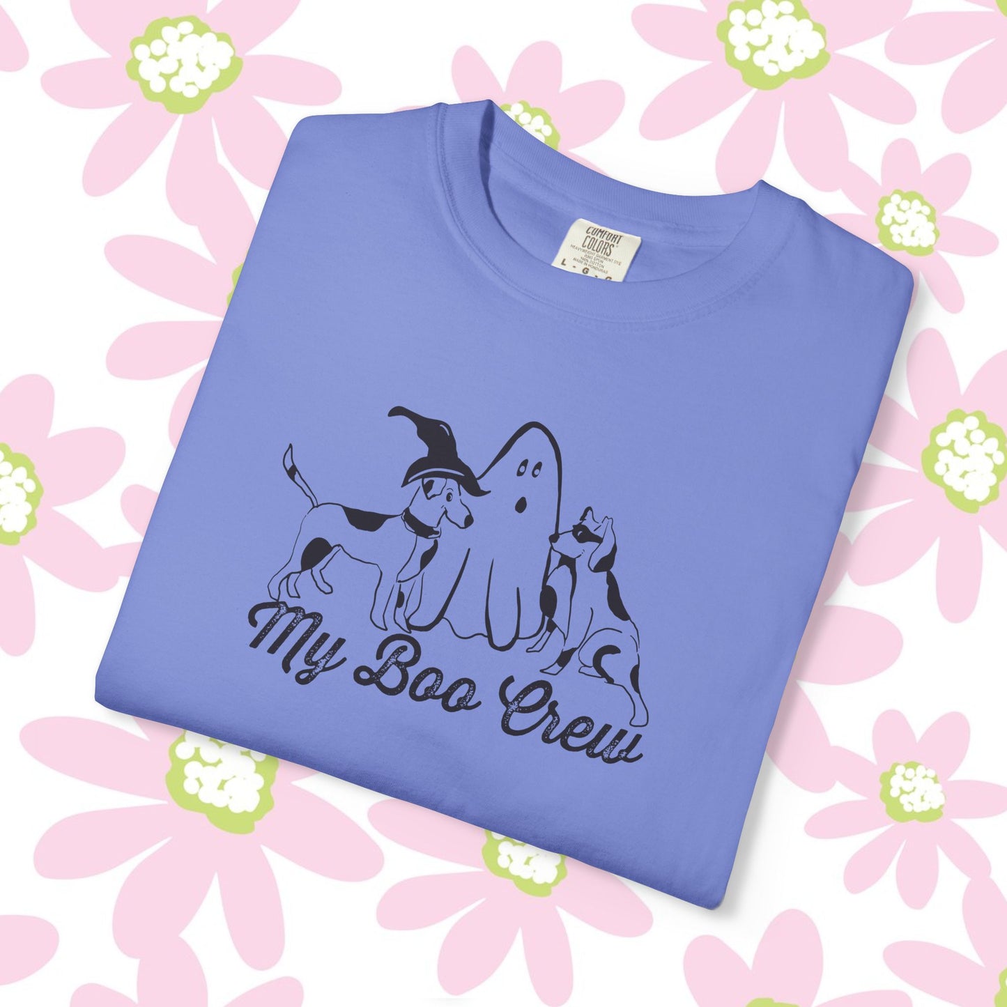 My Boo Crew Halloween T-Shirt, Cute Dog Ghost Tee, Unisex Garment-Dyed Shirt, Pet Lovers Gift, Autumn Apparel, Fun Halloween Outfit