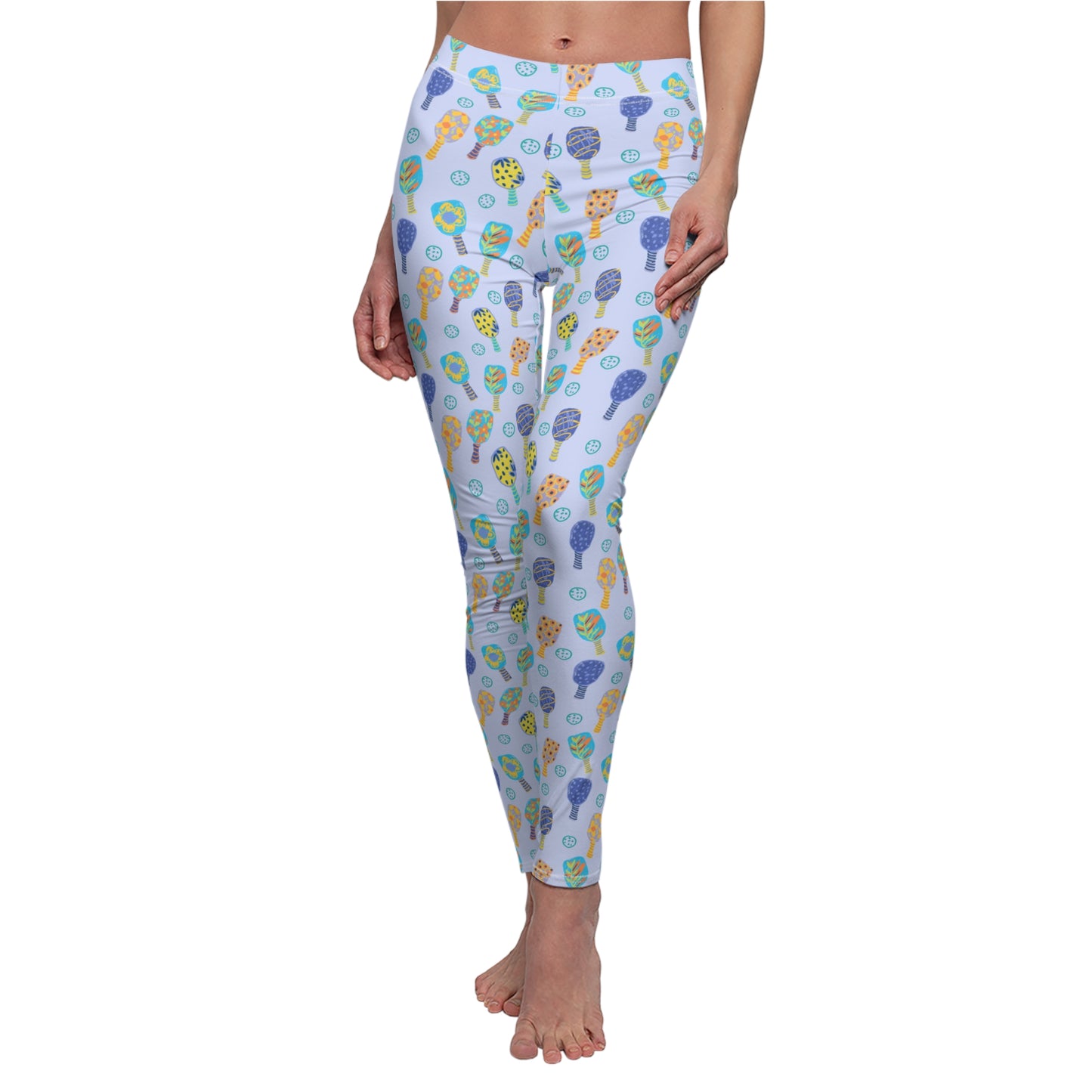 Floral Pickleball Pattern Leggings — Lightweight All-Over Print Women's Leggings