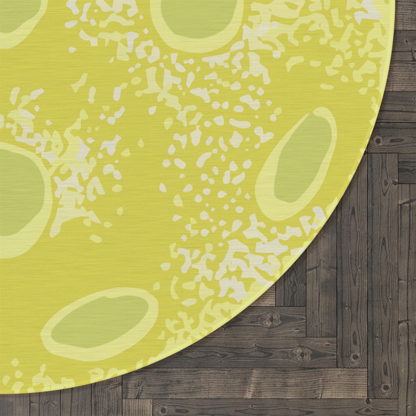 Yellow Pickleball Round Rug — Modern Abstract Circular Accent Rug for Living Room, Nursery & Playroom