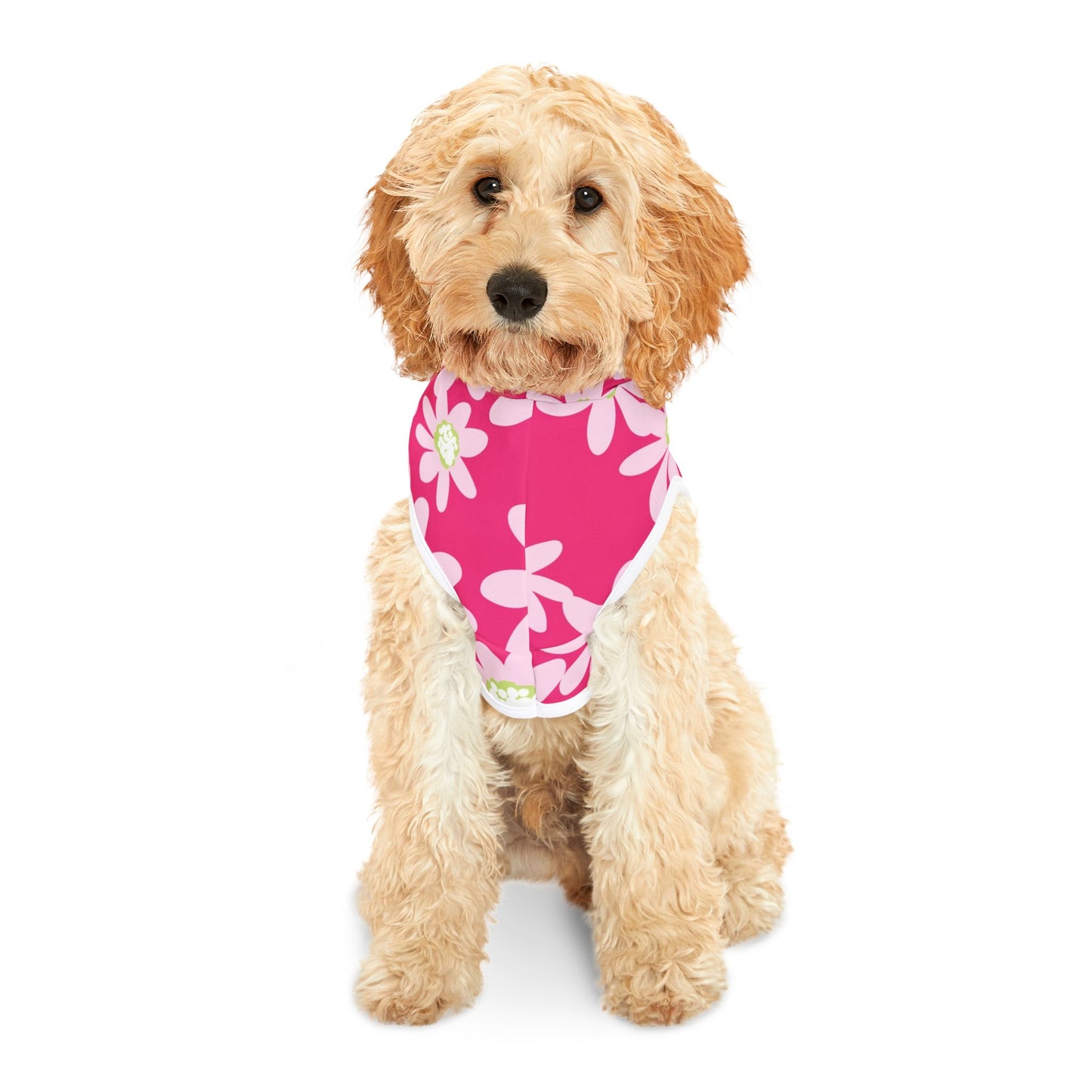 Floral Pink Daisy Pet Hoodie for Fashionable Pets, Cozy Dog Sweatshirt, Cute Cat Outfit, Pet Clothing Gift, Spring Pet Apparel