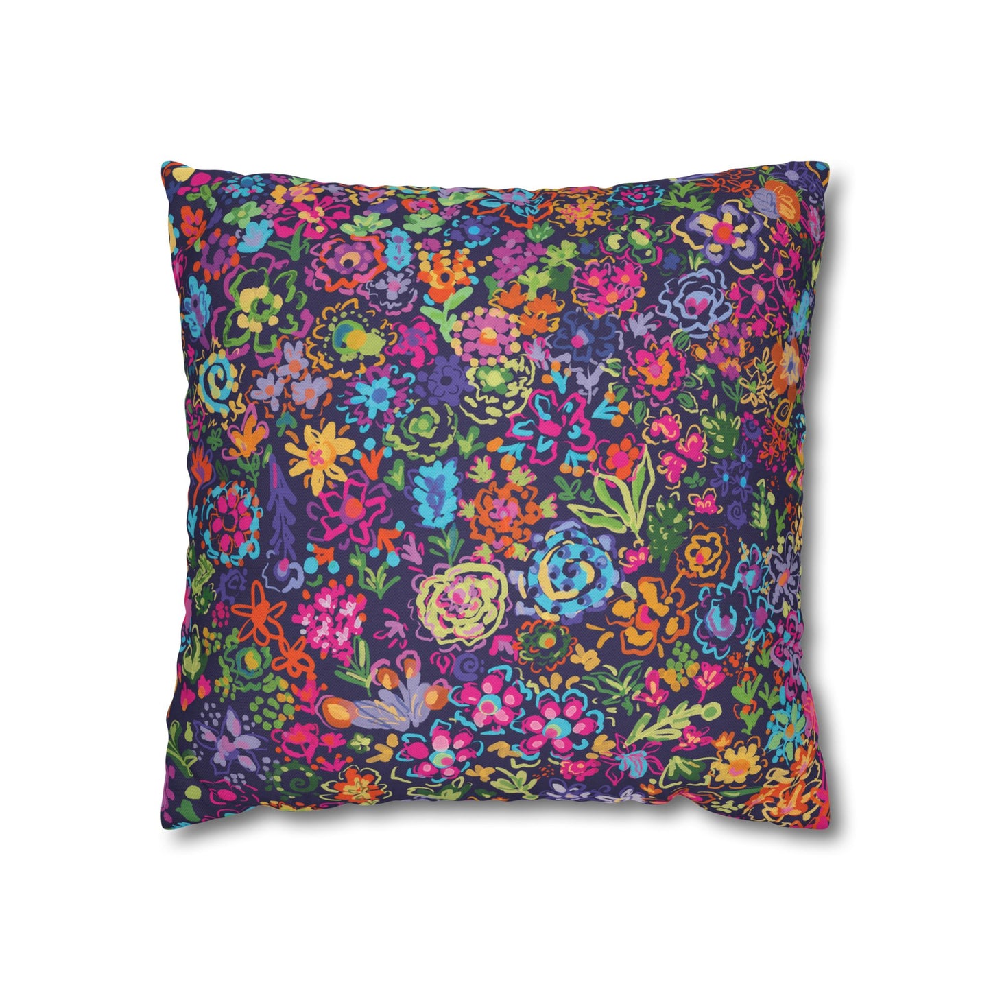 Colorful Wildflower Floral Throw Pillowcase Boho Design featuring artwork by Ally Hunt