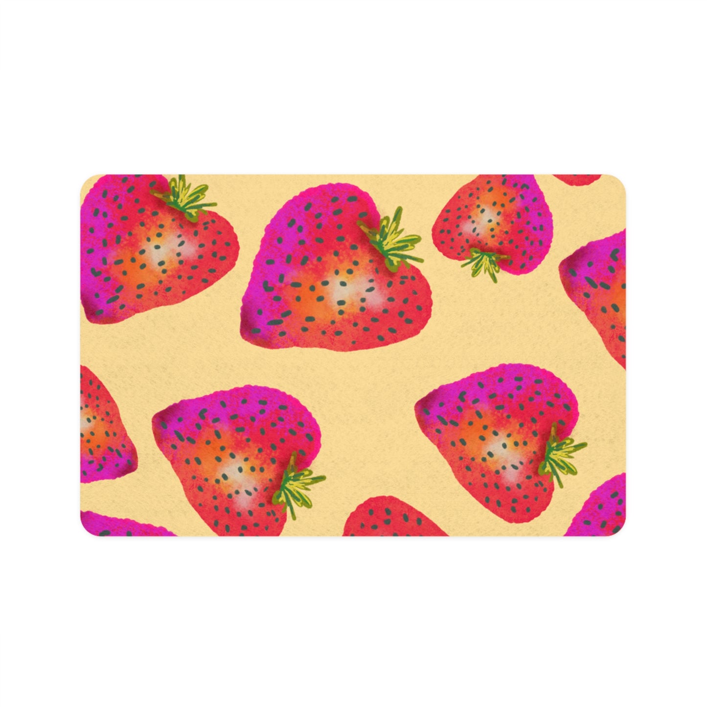 Strawberry Pet Food Mat, Cute Dog Feeding Mat, Cat Food Pad, Non-Slip Pet Dish Mat, Dog Bowl Mat, Pet Décor