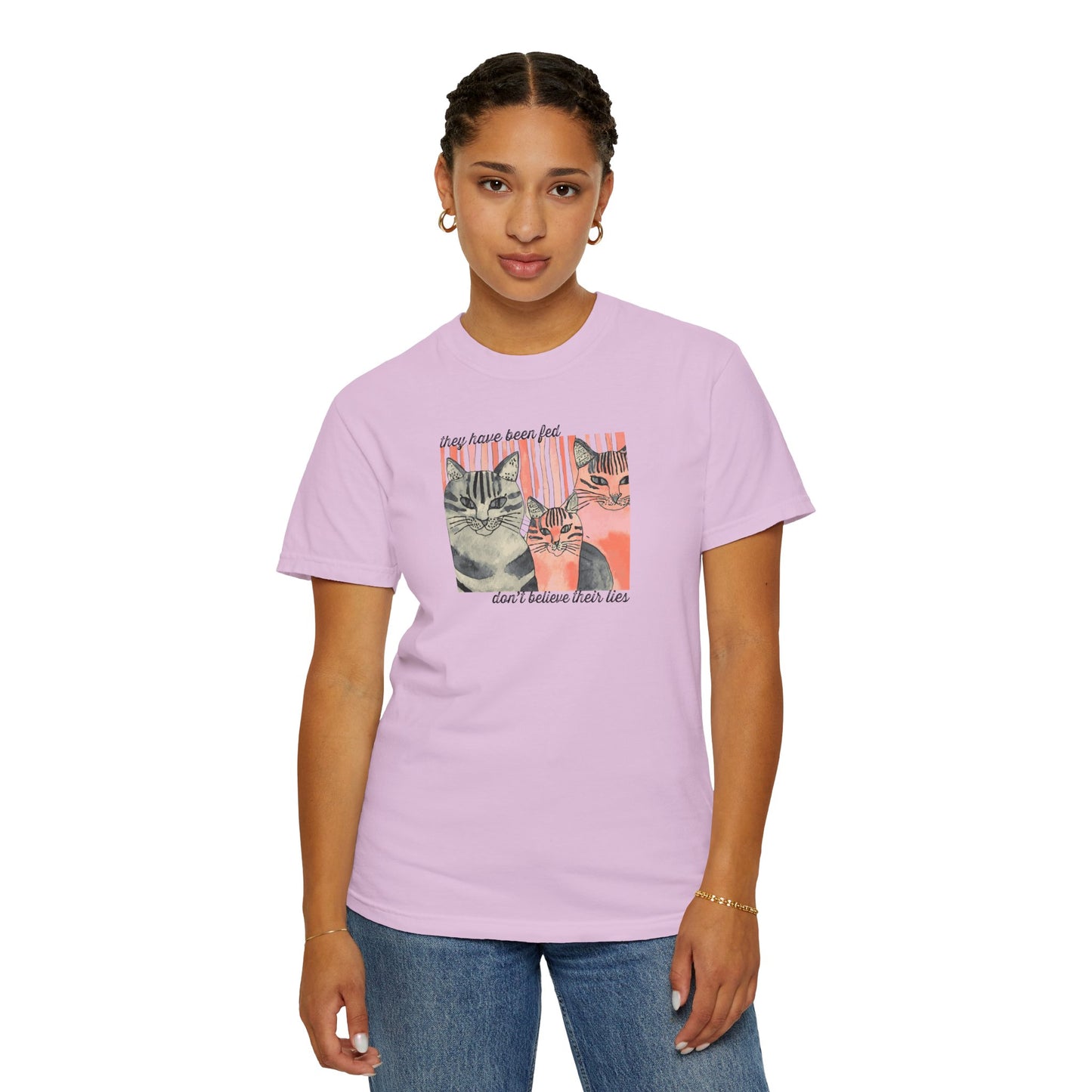 Cat Friends Graphic T-Shirt — "Don't Believe Their Eyes" Vintage Kittens Tee