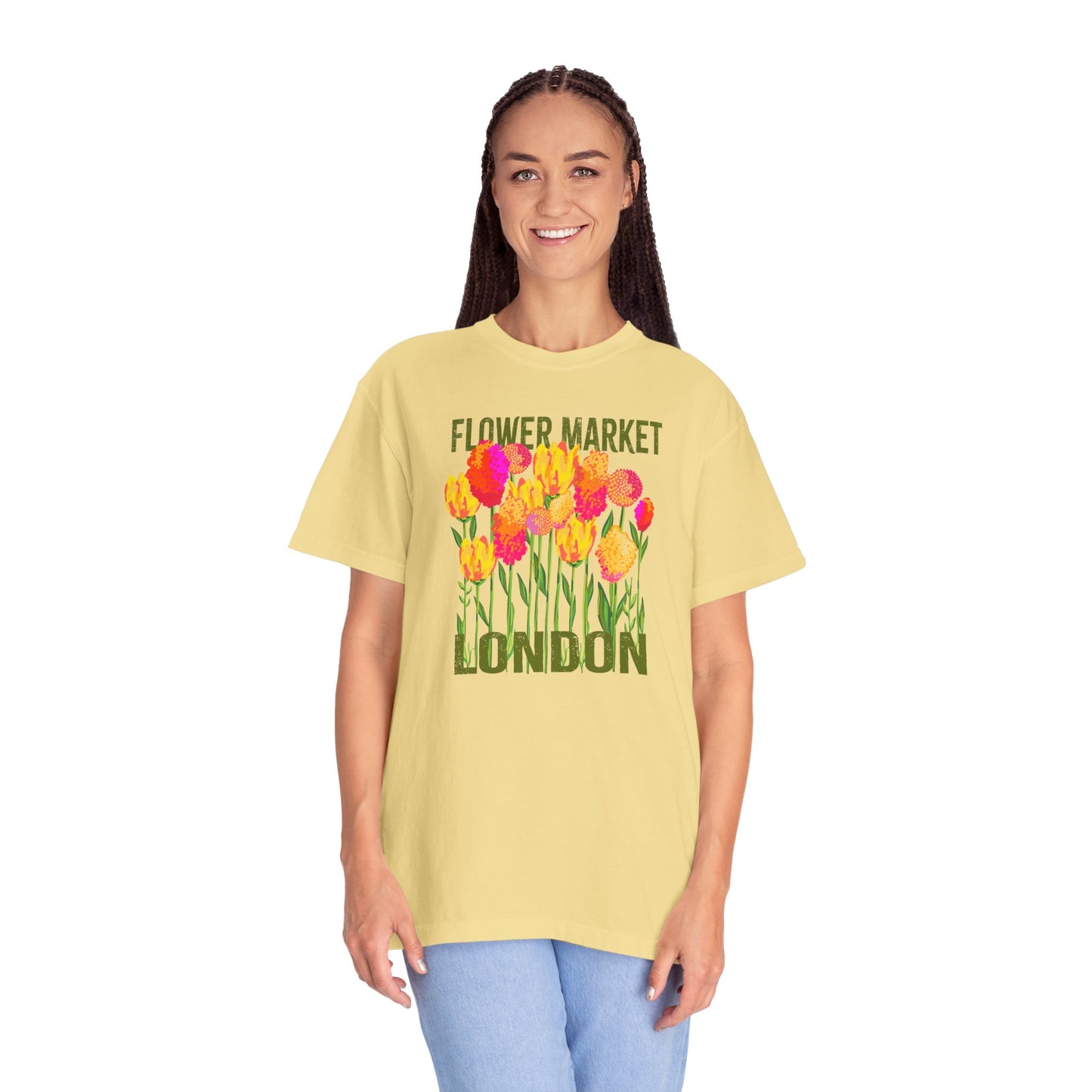 London Flower Market T-Shirt | Garment-Dyed Unisex Tee | Spring Fashion, Gift for Garden Lovers, Fashion Statement, Summer Style