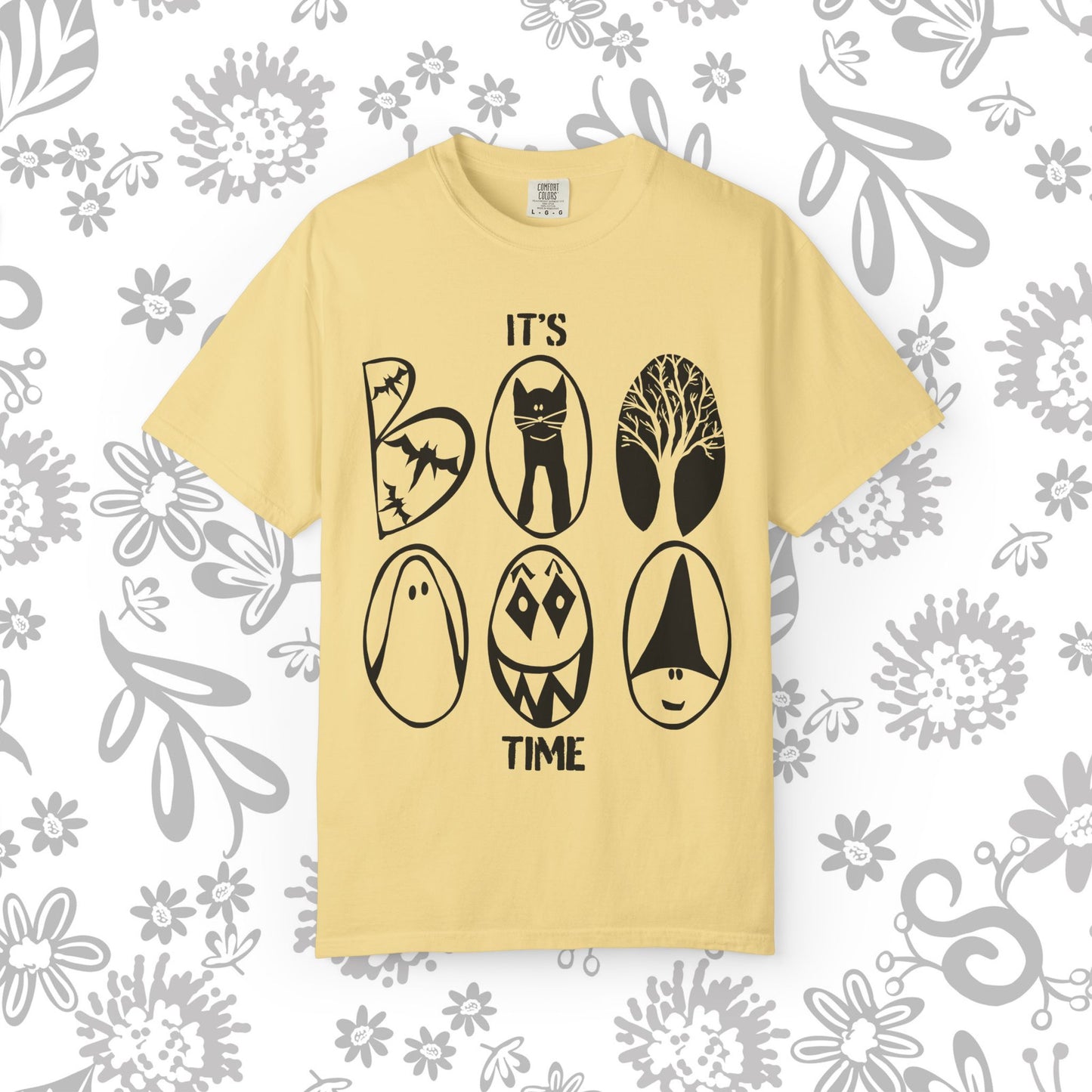 "IT'S BOO TIME" Halloween Themed T-shirt, Spooky Graphic Tee, Unisex T-shirt for Fall, Vintage Style Halloween Shirt, Perfect for Halloween Party