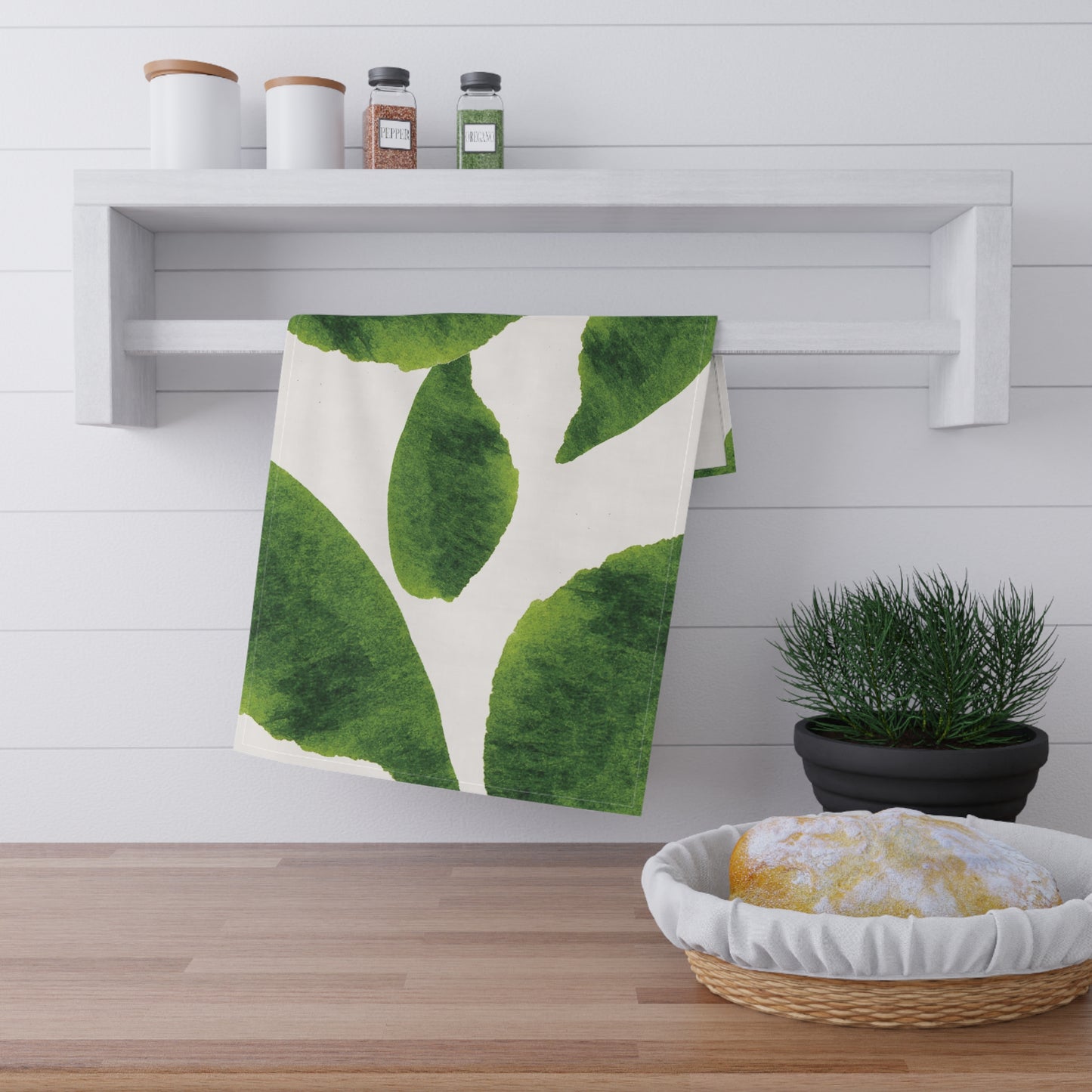 Lush Green Leaf Tea Towels – Nature-Inspired Kitchen Linens, Eco-Friendly Home Decor, Gift for Garden Lovers, Botanical Style