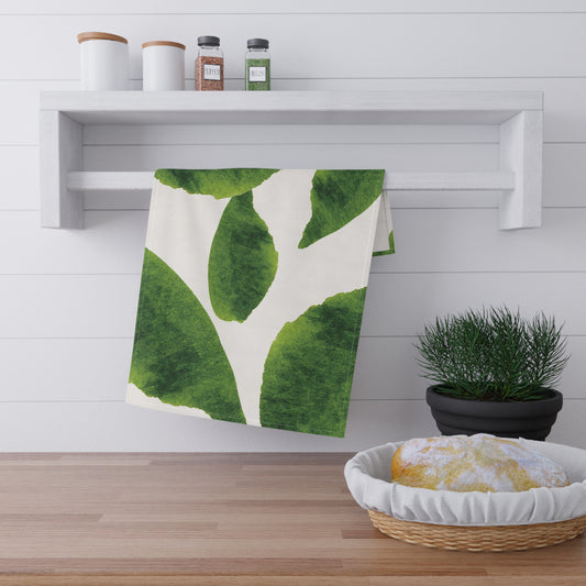 Lush Green Leaf Tea Towels – Nature-Inspired Kitchen Linens, Eco-Friendly Home Decor, Gift for Garden Lovers, Botanical Style