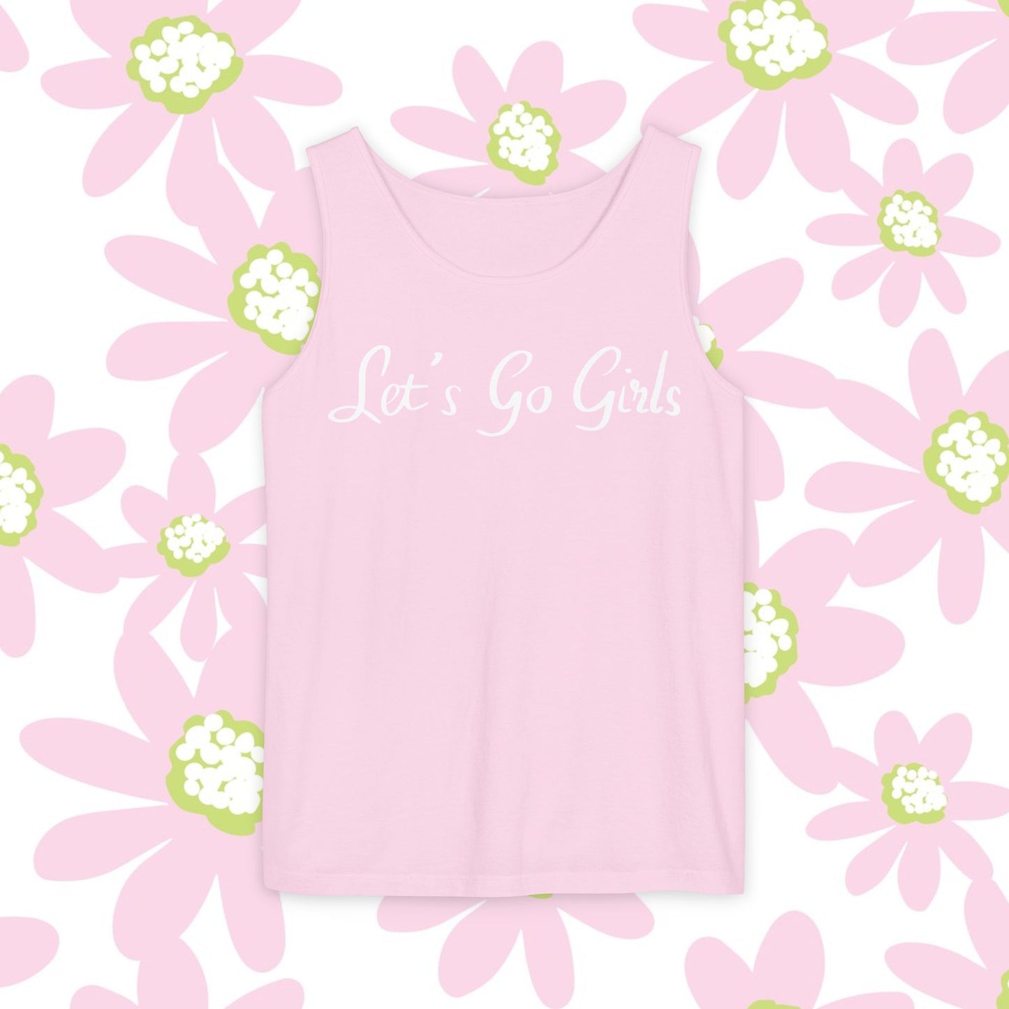Let's Go Girls Tank Top — Feminine Pink Script Athletic Tank