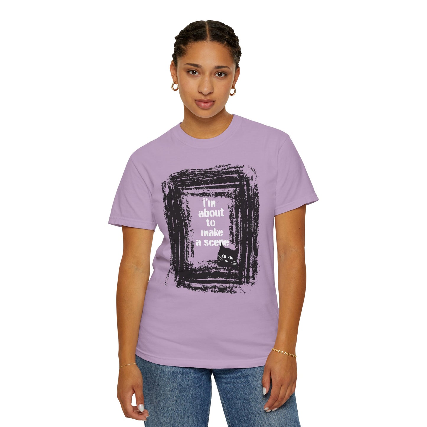 I'm About to Make a Scene...Spooky Artistic black Cat T-Shirt,  Halloween, Unisex Graphic Tee, Gift for Cat Lovers, Casual Wear, Cute Cat Design Shirt, Halloween Shirt